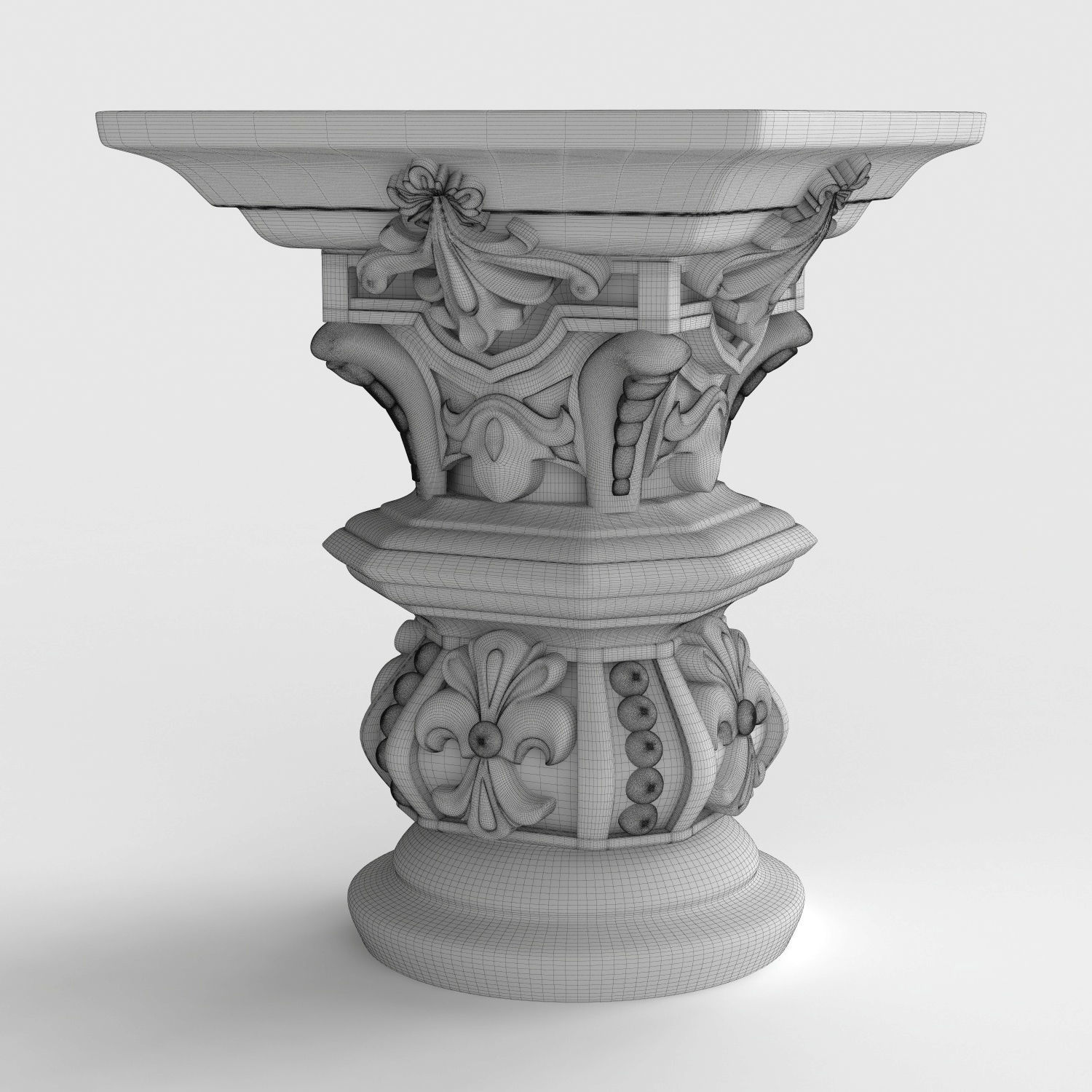 Capitals ornate gold urn 3D model_5
