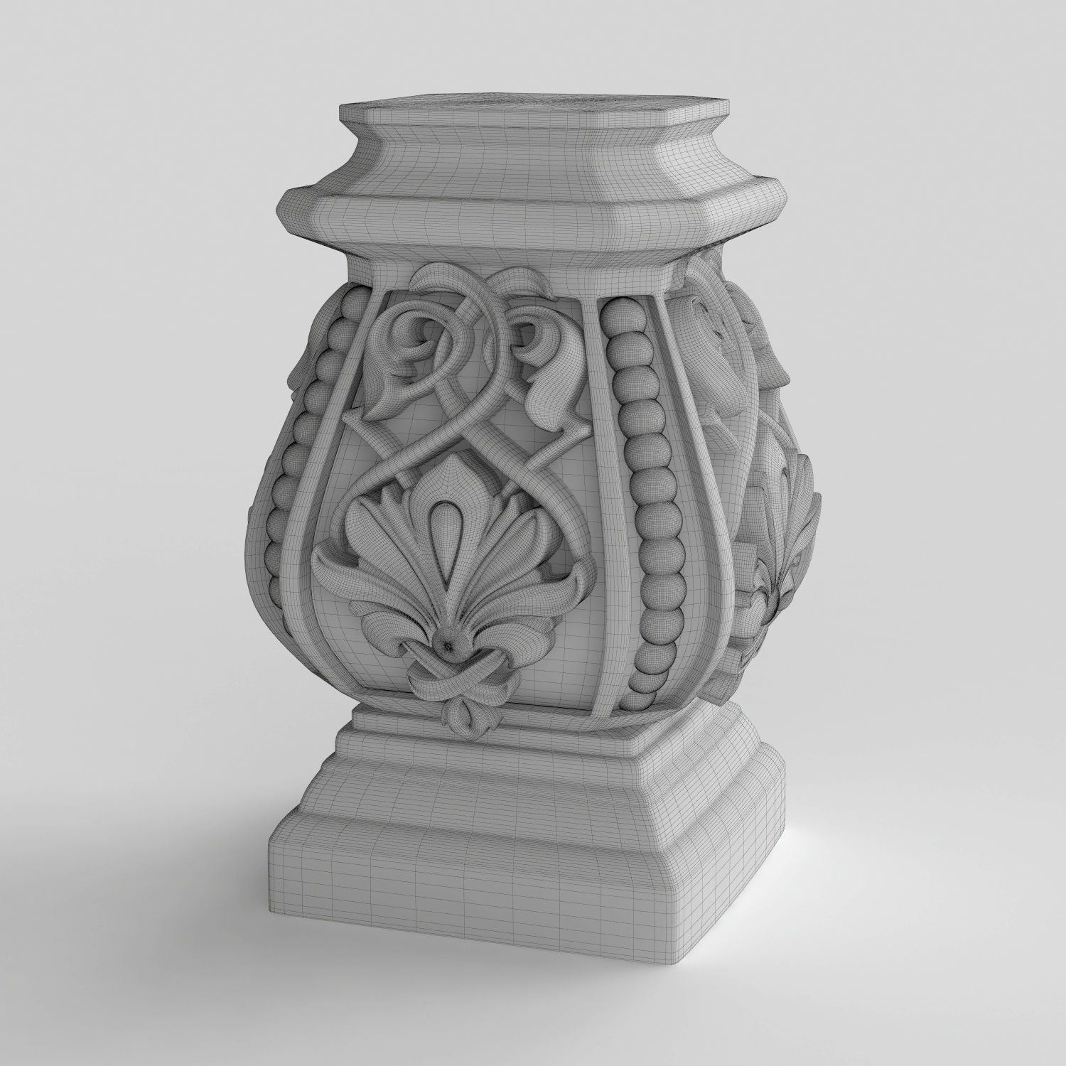 Capitals ornate gold urn 3D model_6