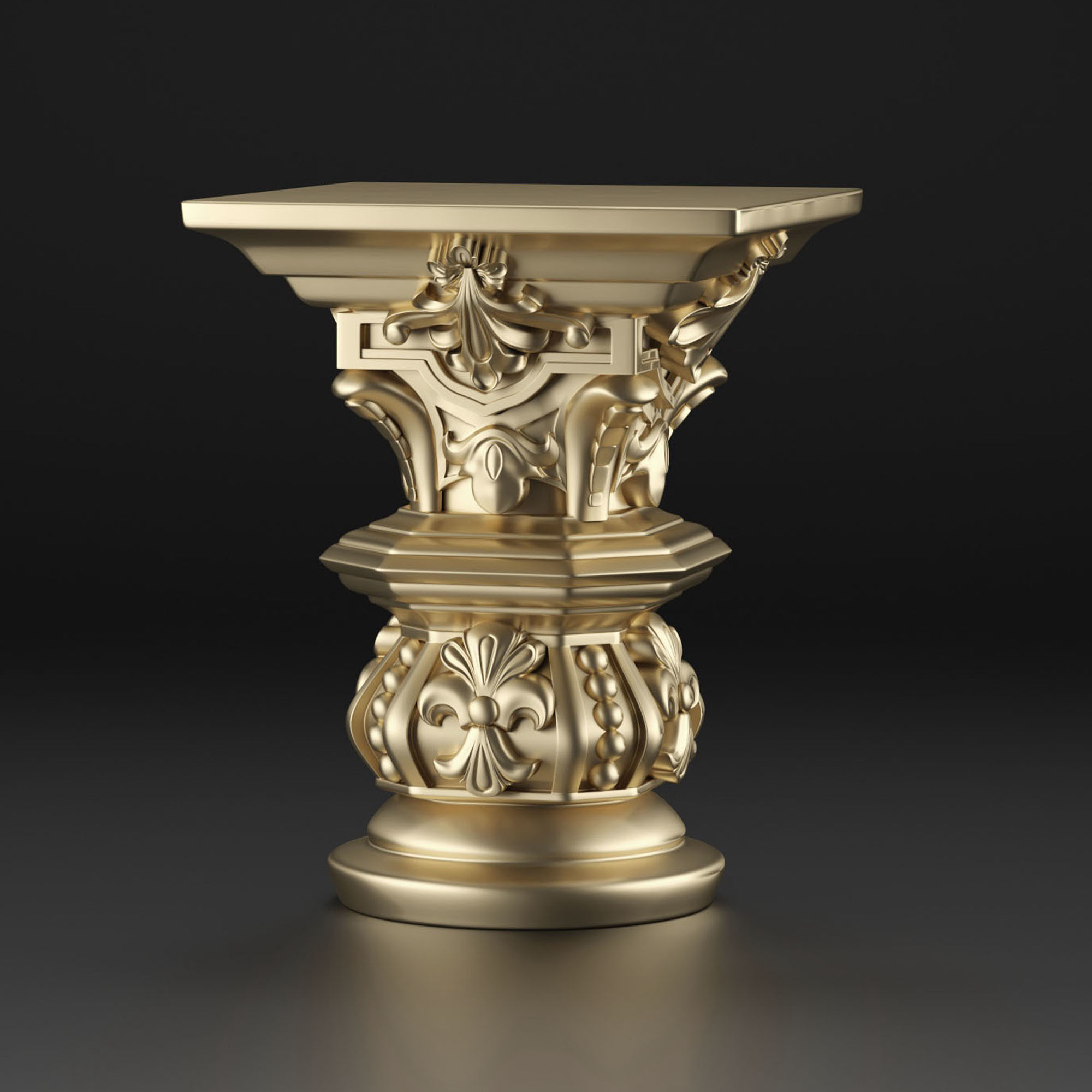 Capitals ornate gold urn 3D model_4