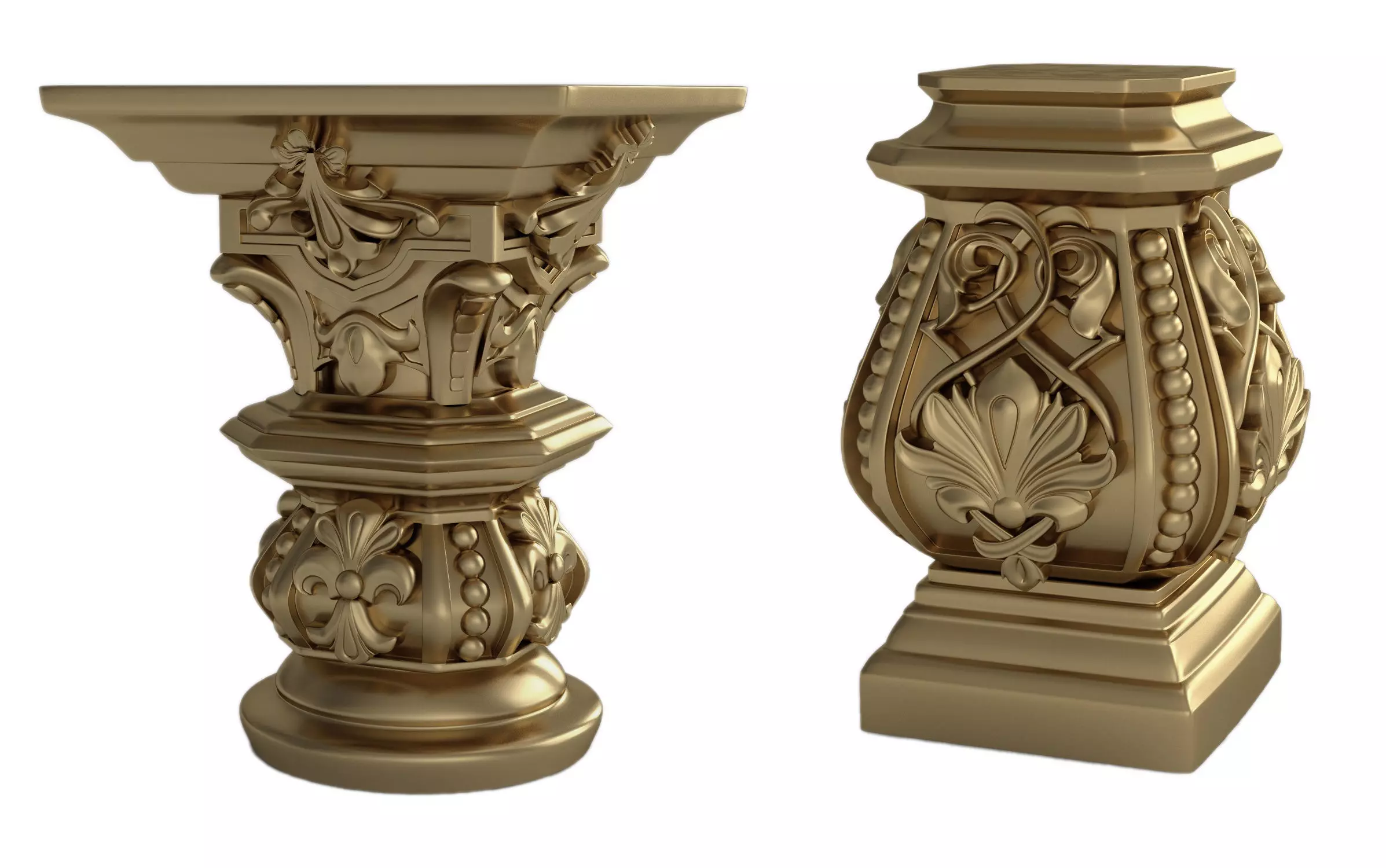 Capitals ornate gold urn 3D model_0