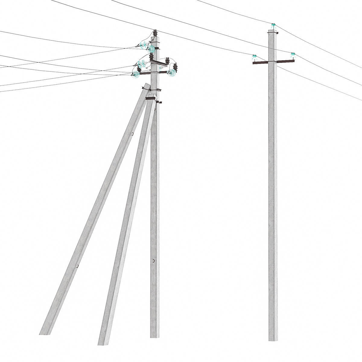 Electric poles 3D model_0