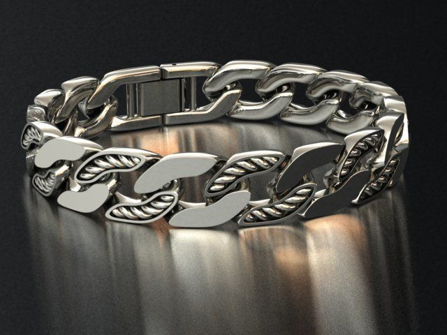 CHAIN BRACELET 13 MM 3D print model_1