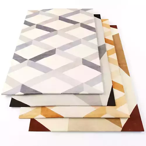 Rugs-852 four rugs with geometric patterns
