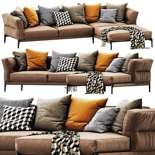 Flexform adda chaise lounge 3D model 2