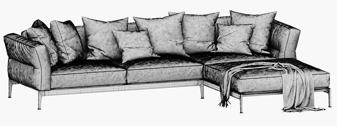 Flexform adda chaise lounge 3D model 7