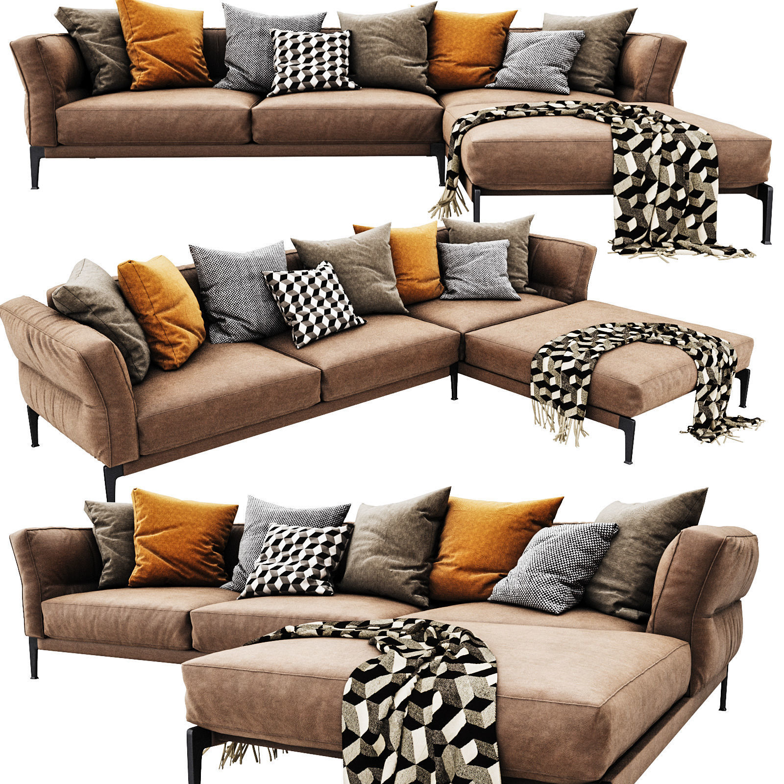 Flexform adda chaise lounge 3D model_2