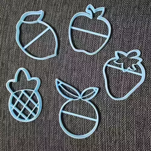 Fruits Apple Orange Pineapple Lemon Strawberry Cookie Cutter 3D print model