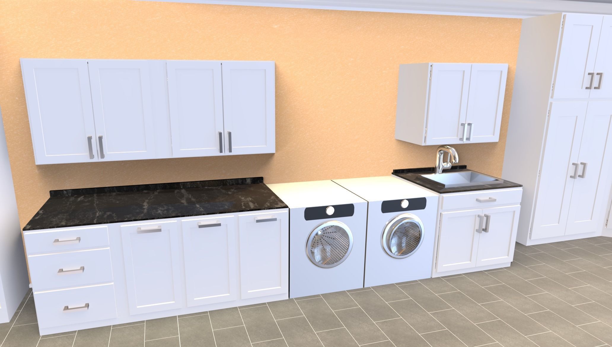 Cabinet Set kitchen with cabinets and shelves 3D model_4