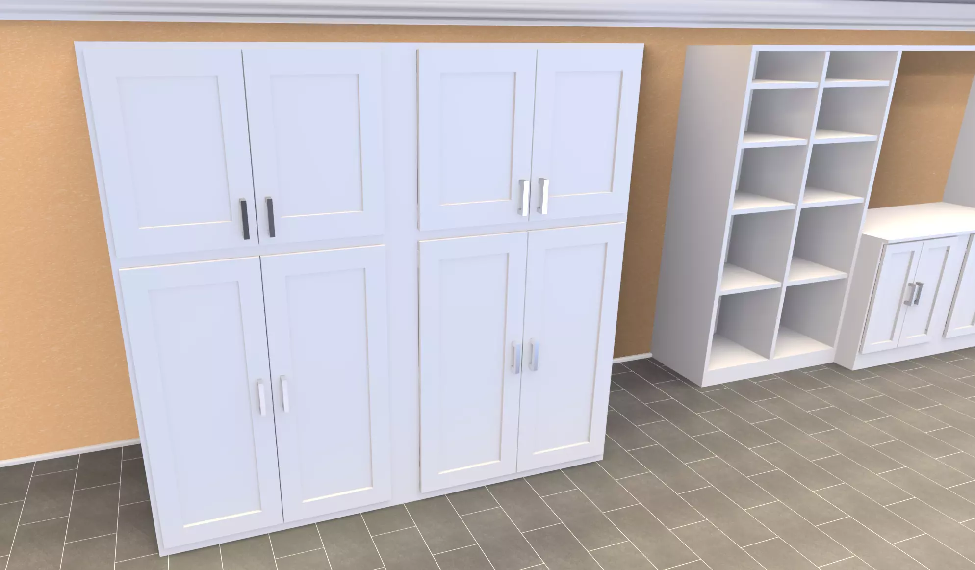 Cabinet Set kitchen with cabinets and shelves 3D model_0
