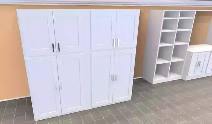 Cabinet Set kitchen with cabinets and shelves 3D model