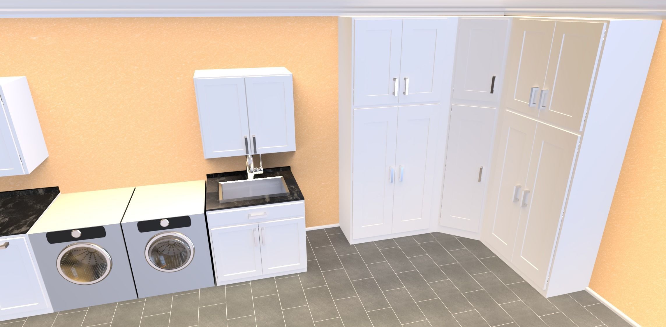 Cabinet Set kitchen with cabinets and shelves 3D model_6