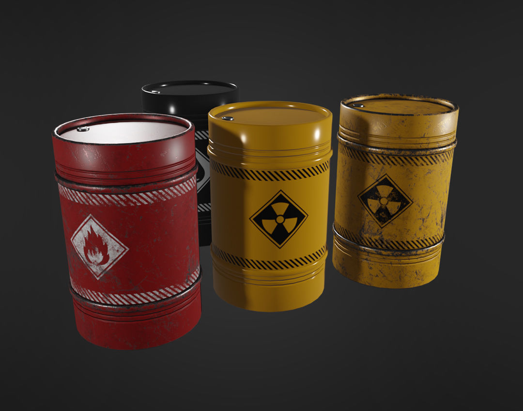 Metal Barrel Elements Low-poly 3D model_1