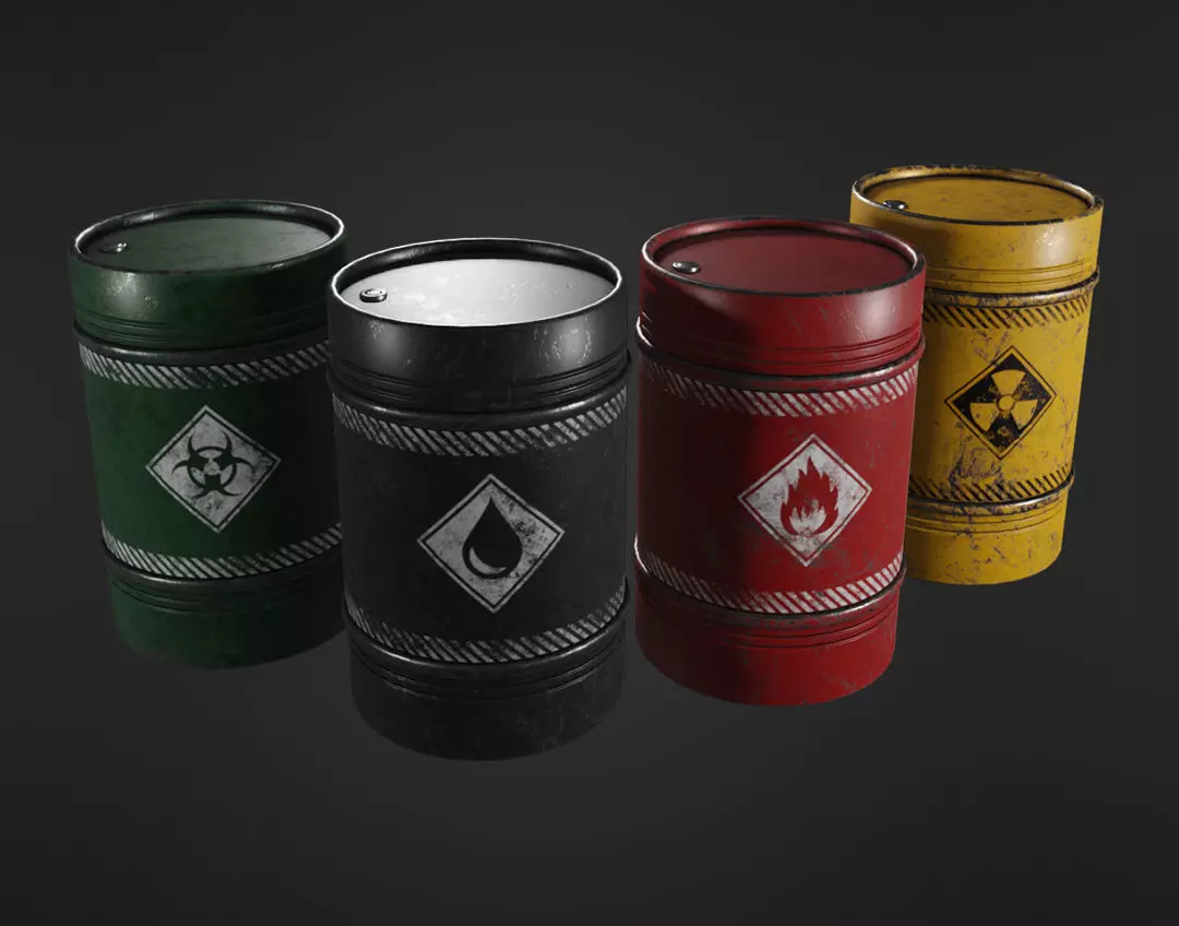 Metal Barrel Elements Low-poly 3D model_0