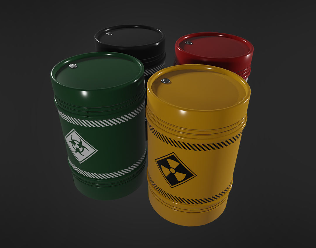 Metal Barrel Elements Low-poly 3D model_2