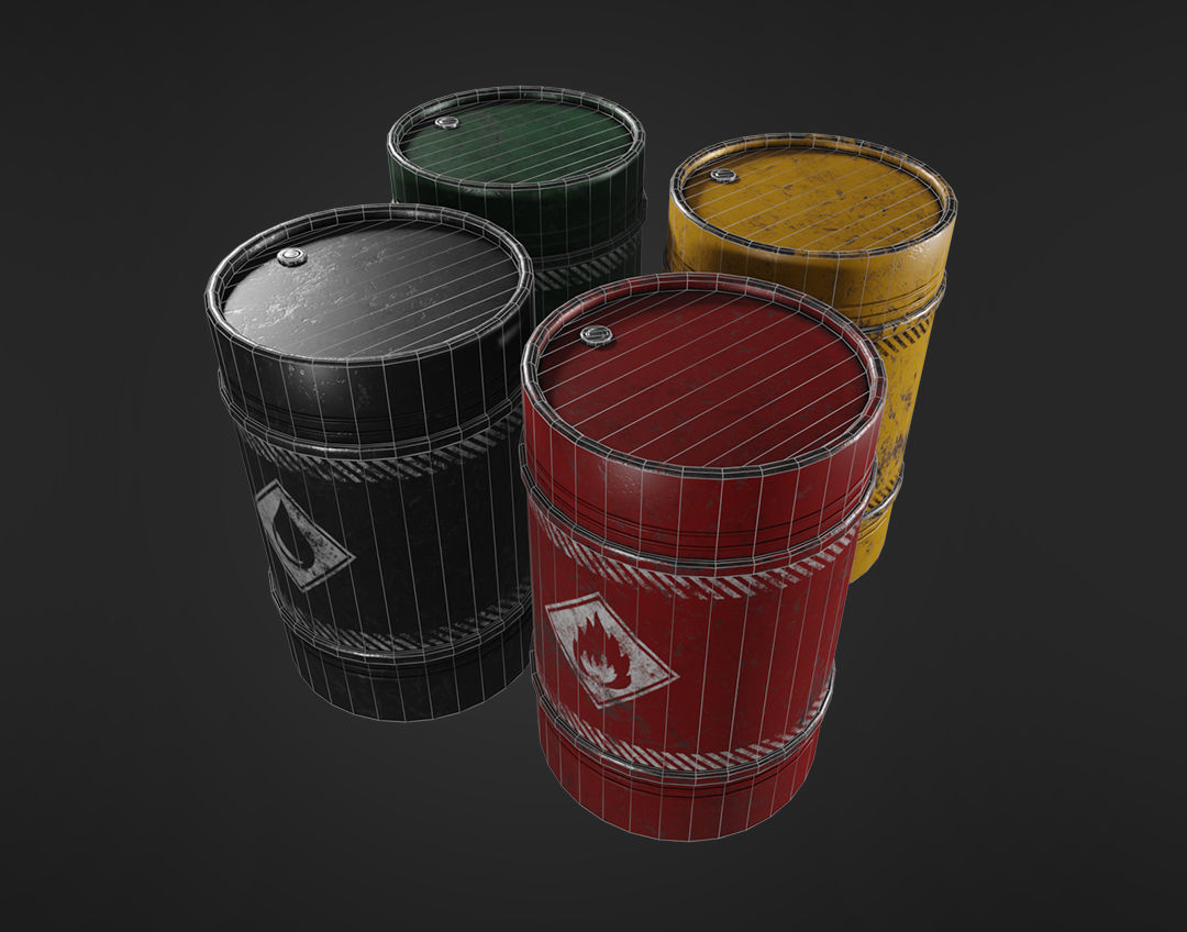 Metal Barrel Elements Low-poly 3D model_3