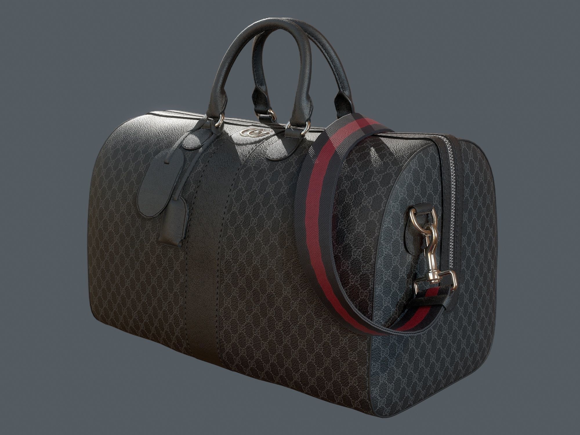 Gucci Ophidia GG Black medium travel duffle bag  Low-poly 3D model_1