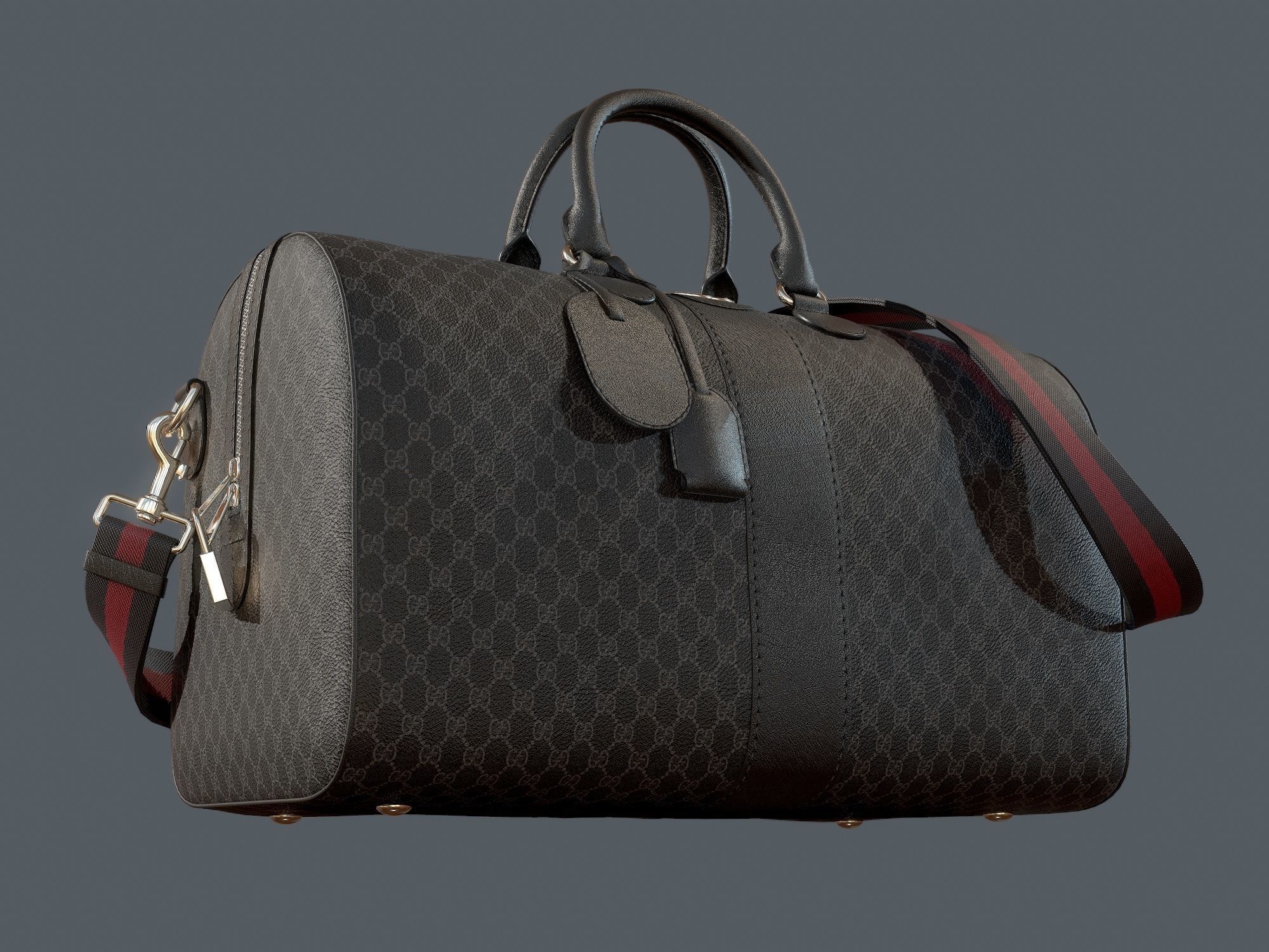 Gucci Ophidia GG Black medium travel duffle bag  Low-poly 3D model_9