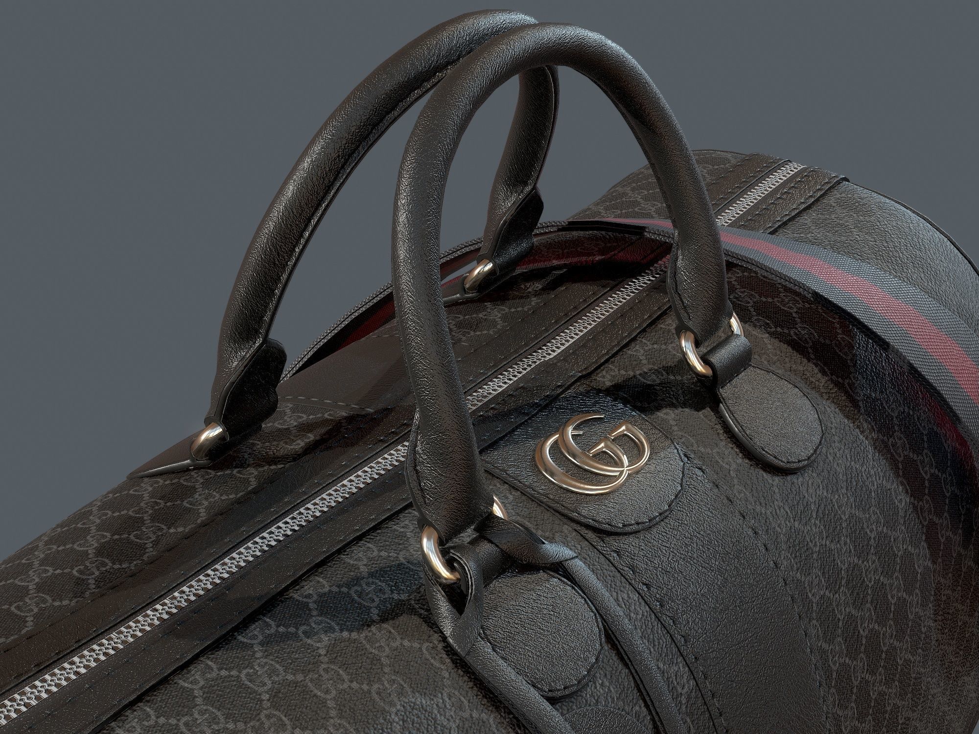 Gucci Ophidia GG Black medium travel duffle bag  Low-poly 3D model_10