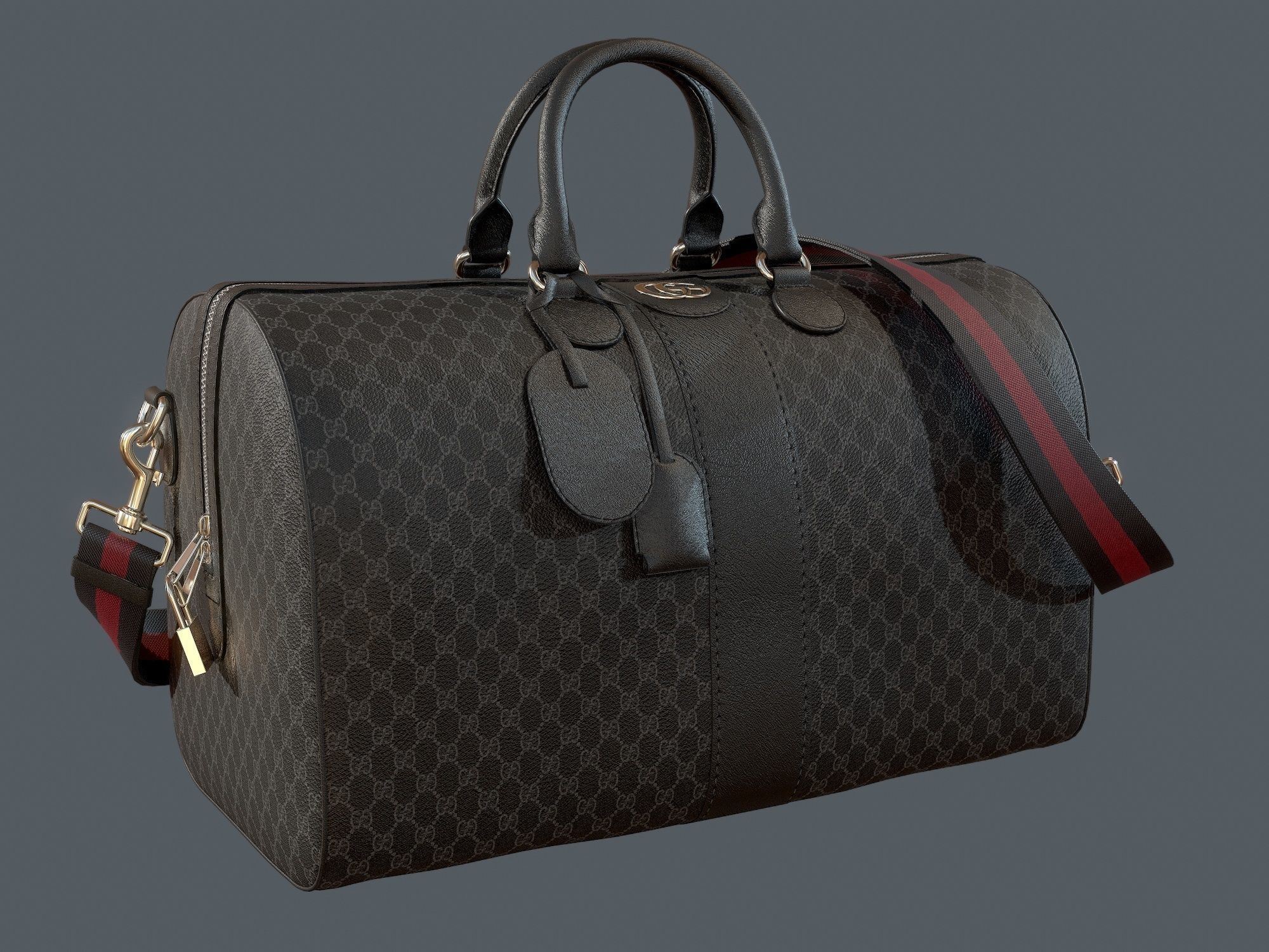 Gucci Ophidia GG Black medium travel duffle bag  Low-poly 3D model_0