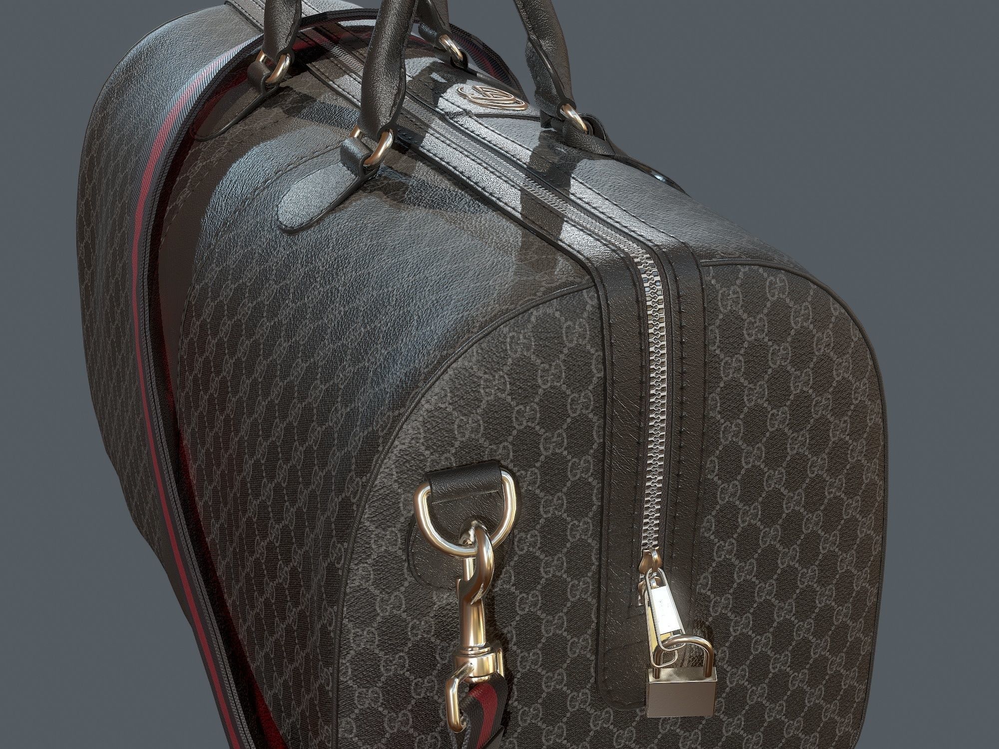 Gucci Ophidia GG Black medium travel duffle bag  Low-poly 3D model_7