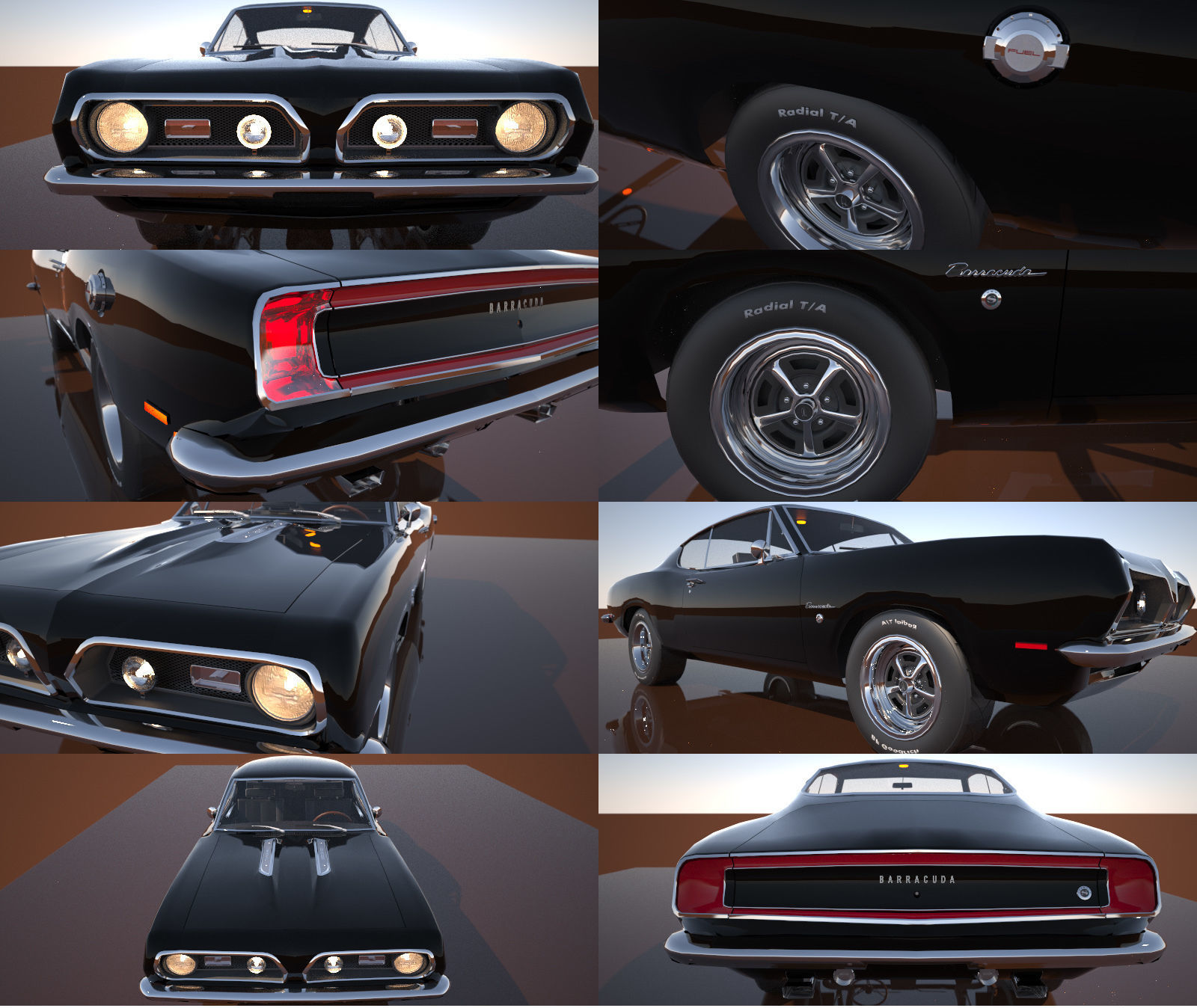 Plymouth Barracuda Fast-back 1969 3D model_7