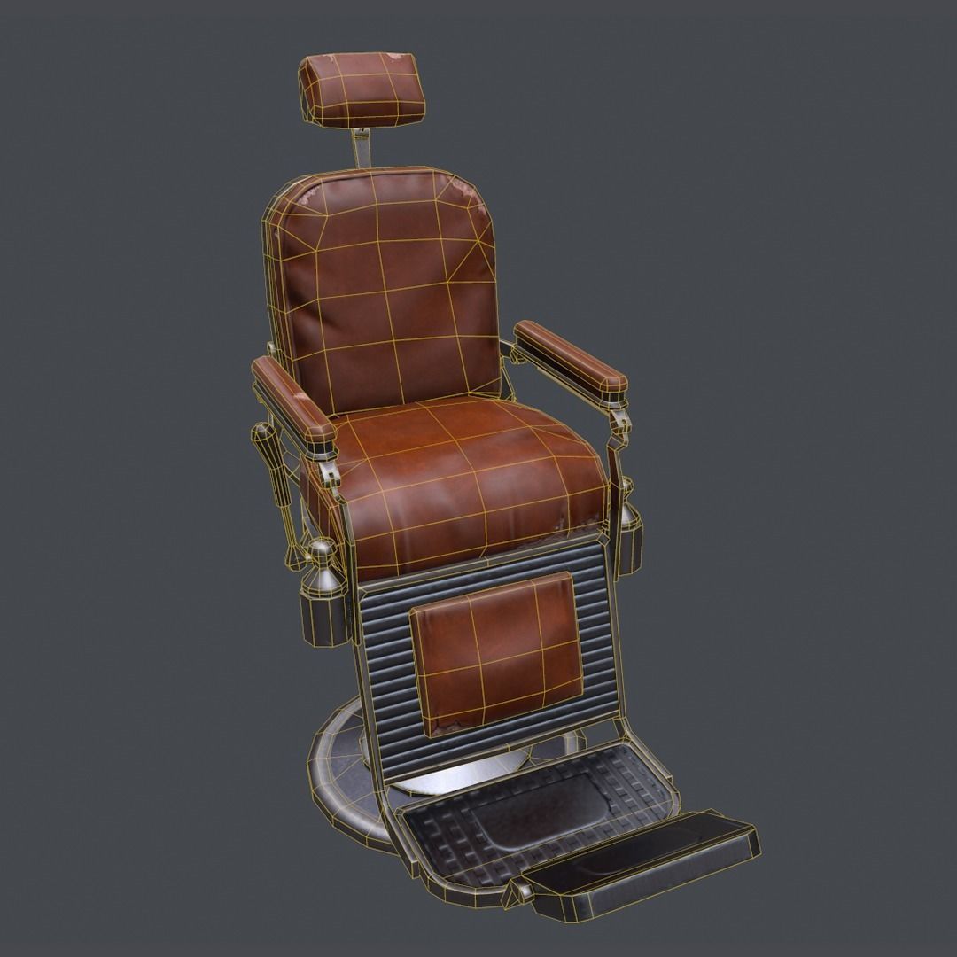 Barbershop Chair Low-poly 3D model_6