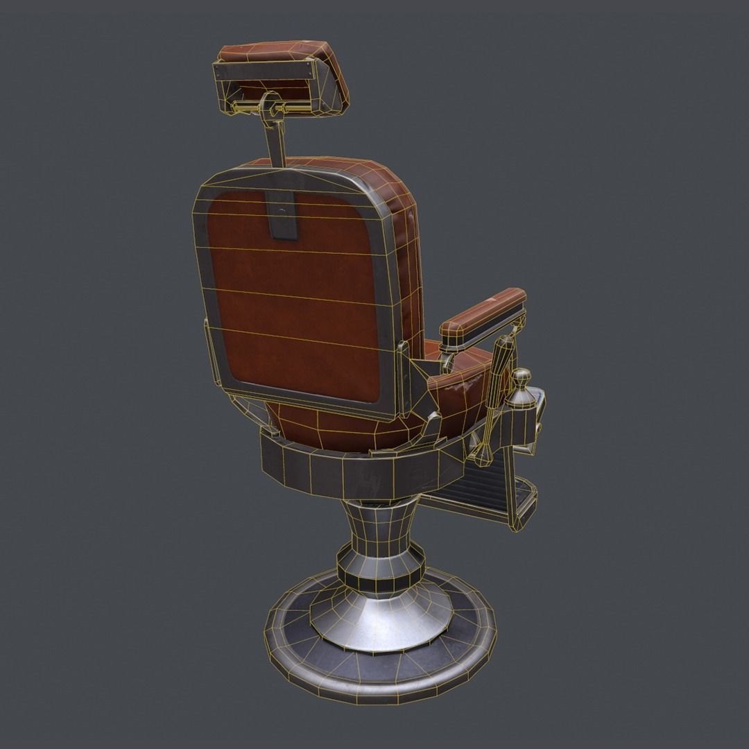 Barbershop Chair Low-poly 3D model_7