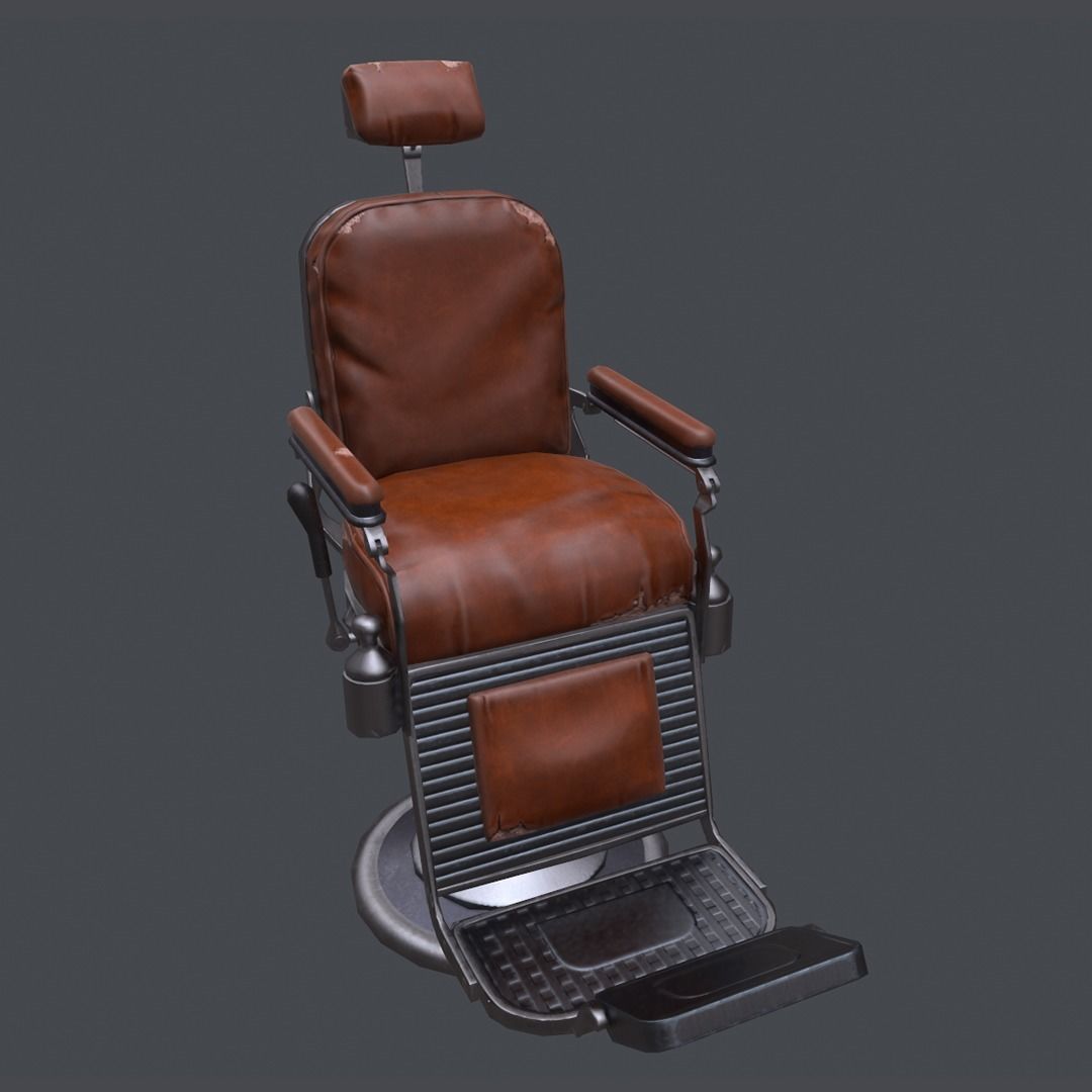 Barbershop Chair Low-poly 3D model_2