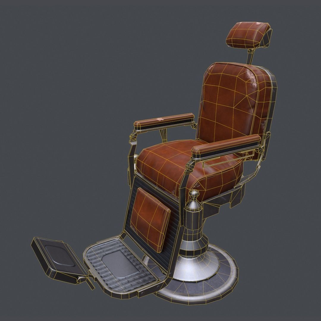 Barbershop Chair Low-poly 3D model_5