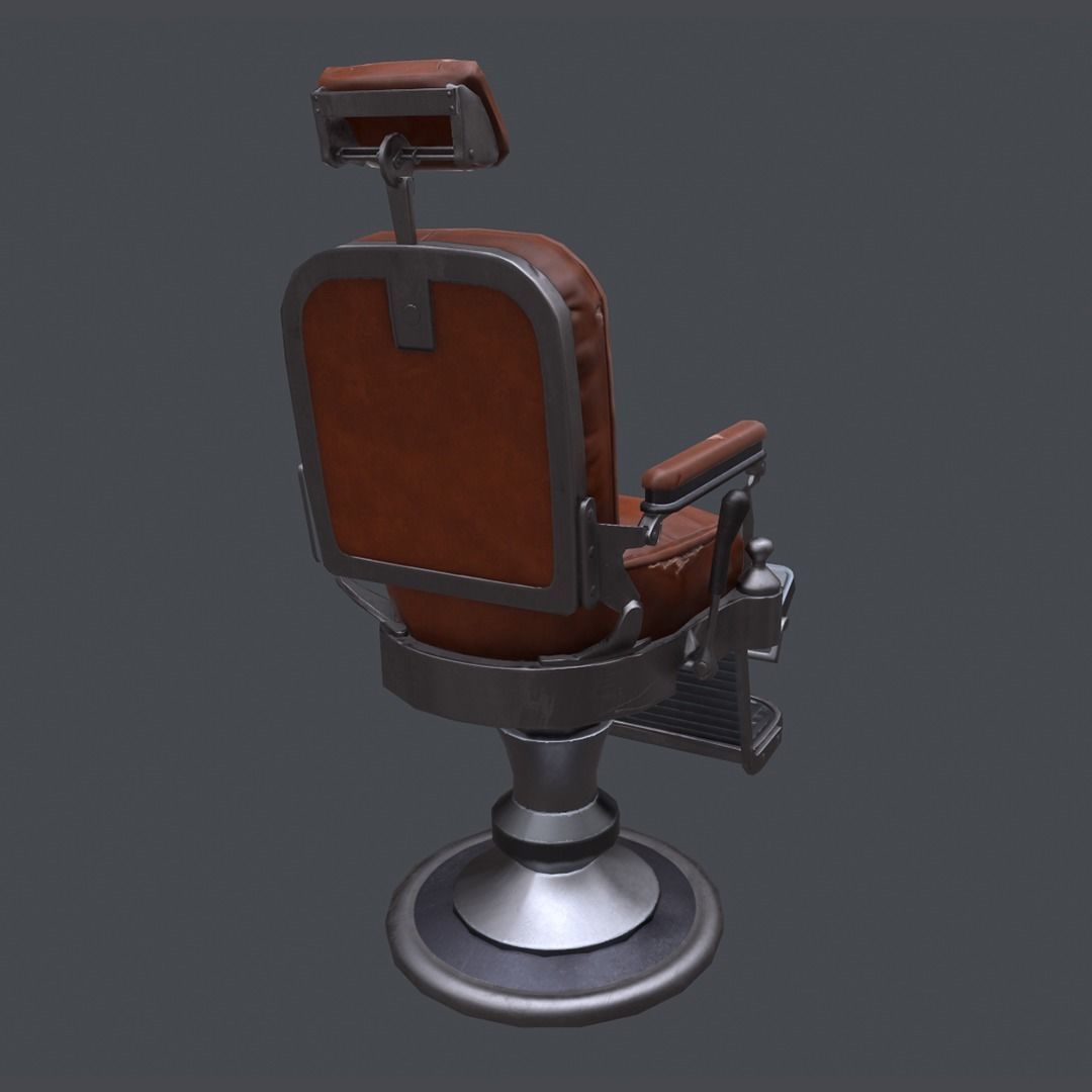 Barbershop Chair Low-poly 3D model_3