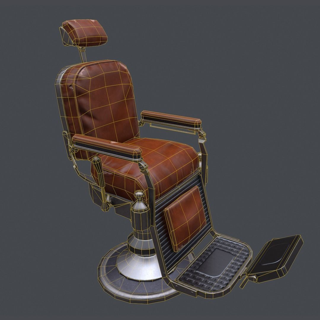 Barbershop Chair Low-poly 3D model_4