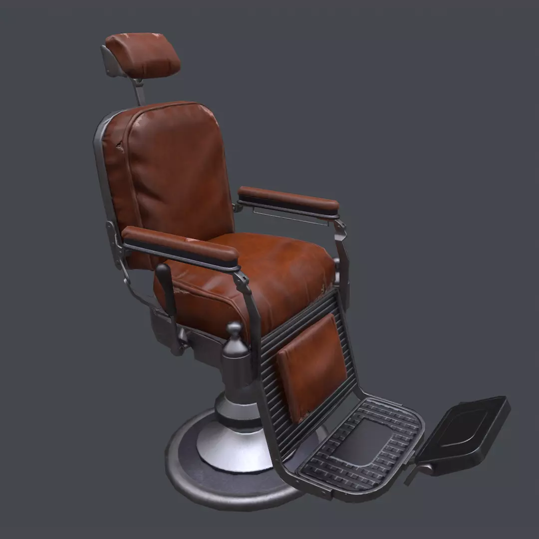 Barbershop Chair Low-poly 3D model_0