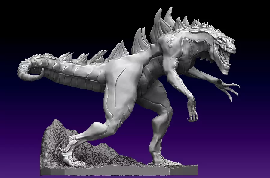 Animated Godzilla statue 3D model