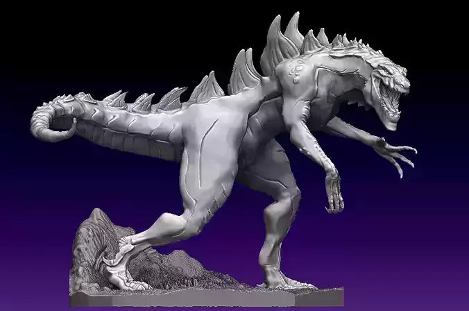 Animated Godzilla statue