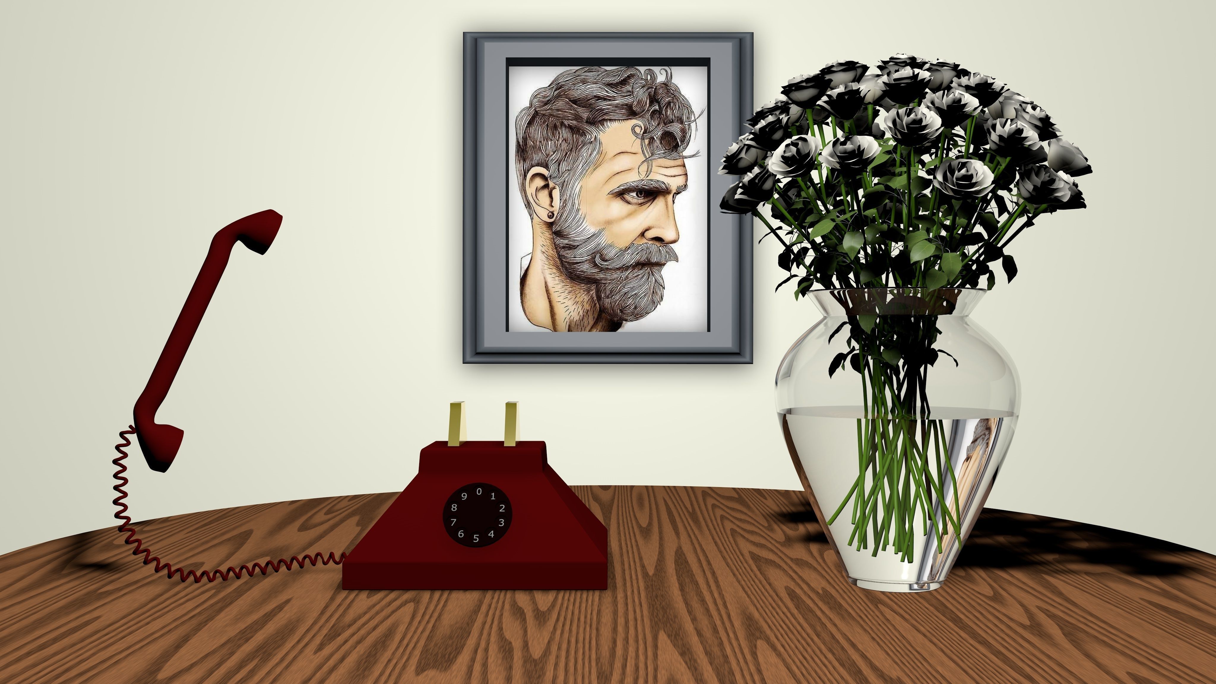 Telephone airplane flying in night sky 3D model_5