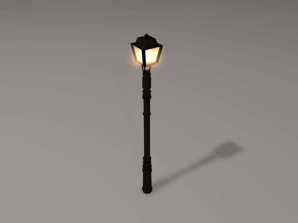 Medieval lamp post Free low-poly 3D model_0