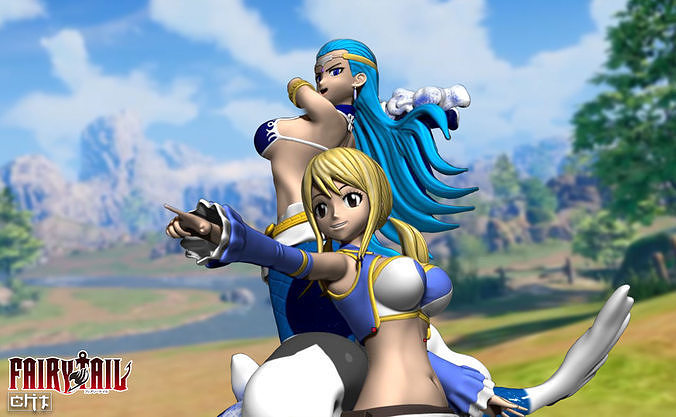 Fairy Tail Lucy with Aquarius STL 3D print model