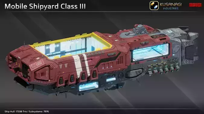 Scifi Mobile Shipyard Class III Low-poly 3D model