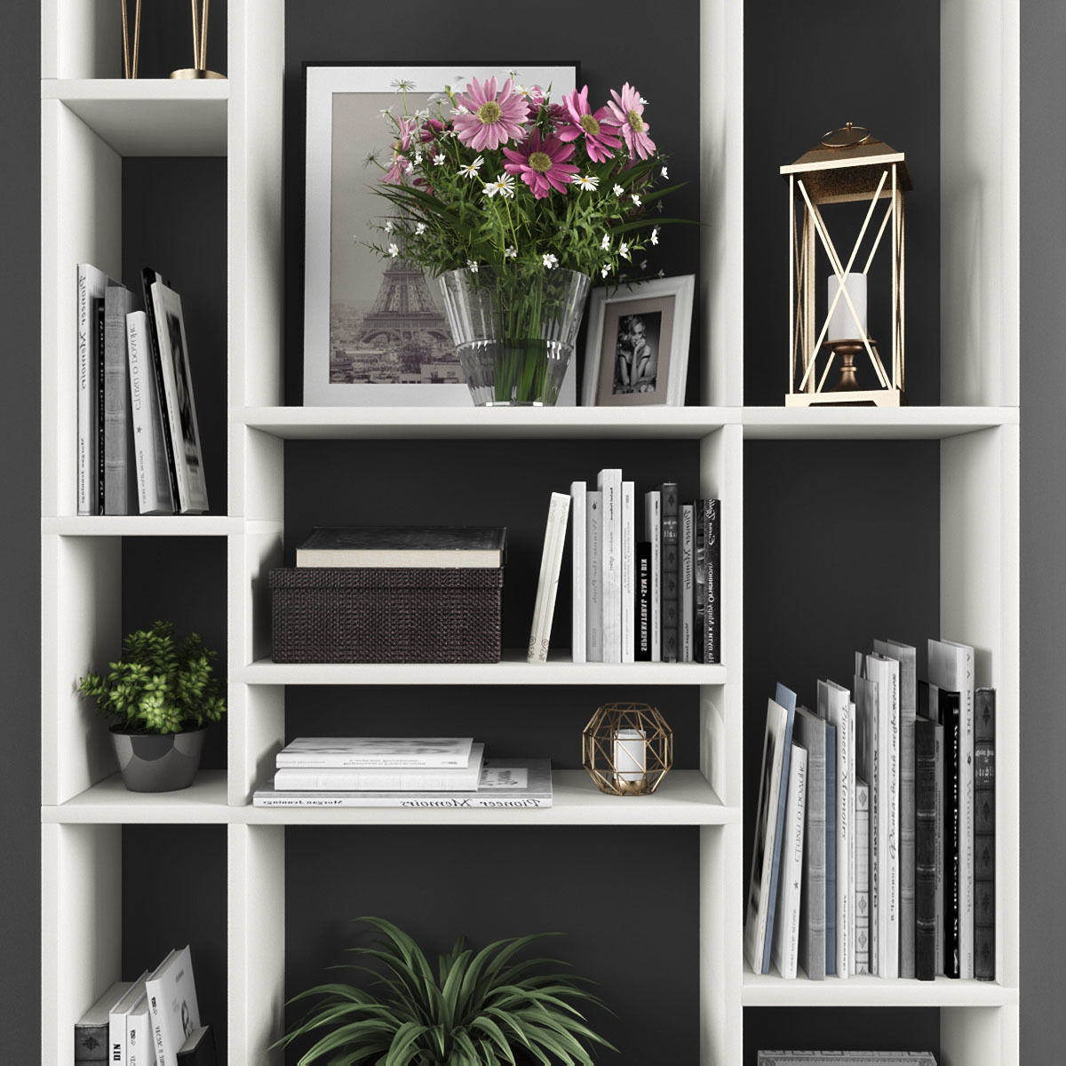 Decorative set bookcases ikea bedroom furniture sets home Low-poly 3D model_1