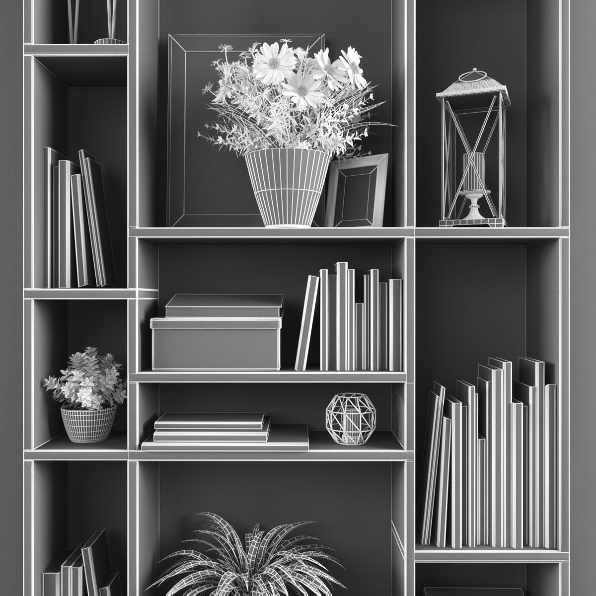 Decorative set bookcases ikea bedroom furniture sets home Low-poly 3D model_2
