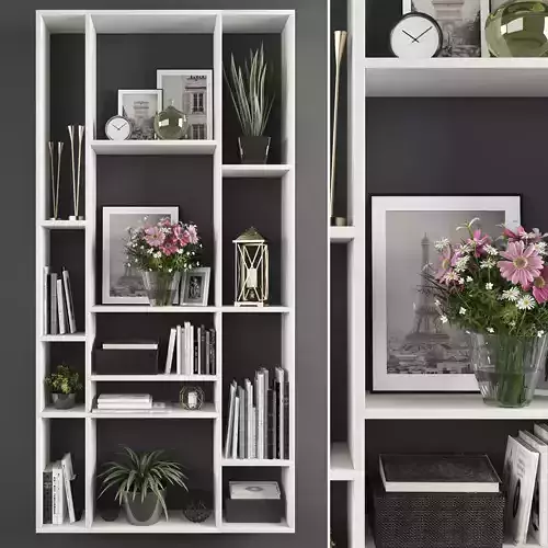 Decorative set bookcases ikea bedroom furniture sets home Low-poly 3D model