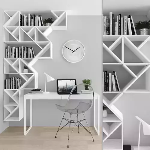 Workplace bookcases for home office Low-poly 3D model