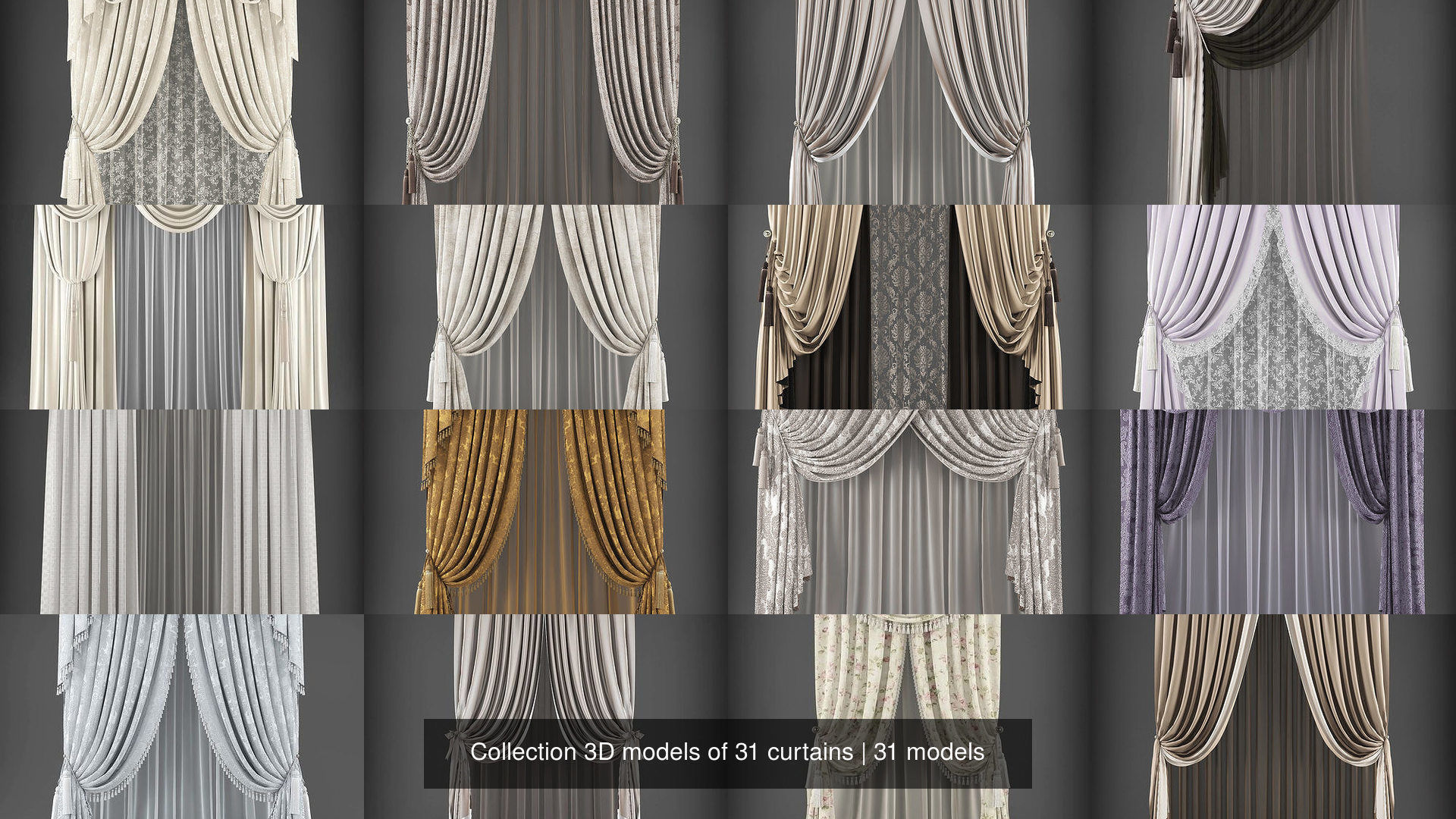 Collection 3D models of 31 curtains _1