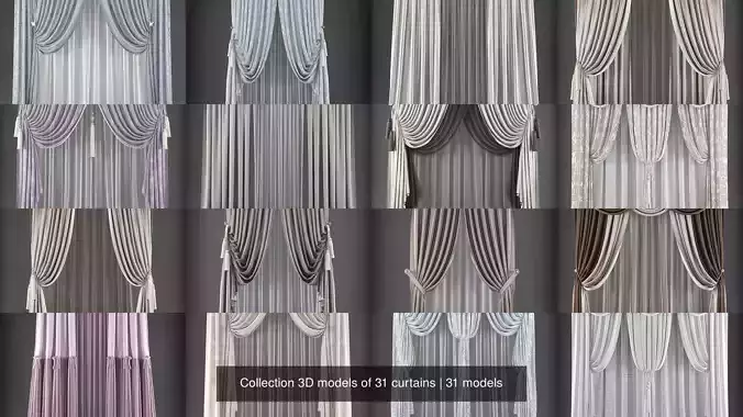 Collection 3D models of 31 curtains