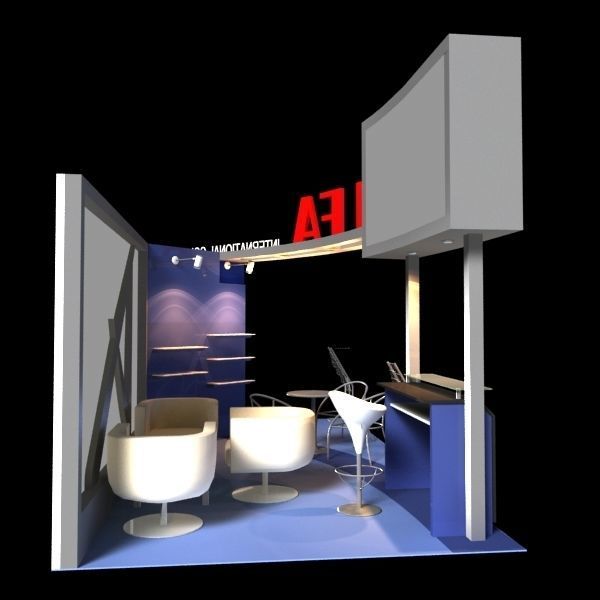 Alfa International College 3 x 6 Booth  Low-poly 3D model_3