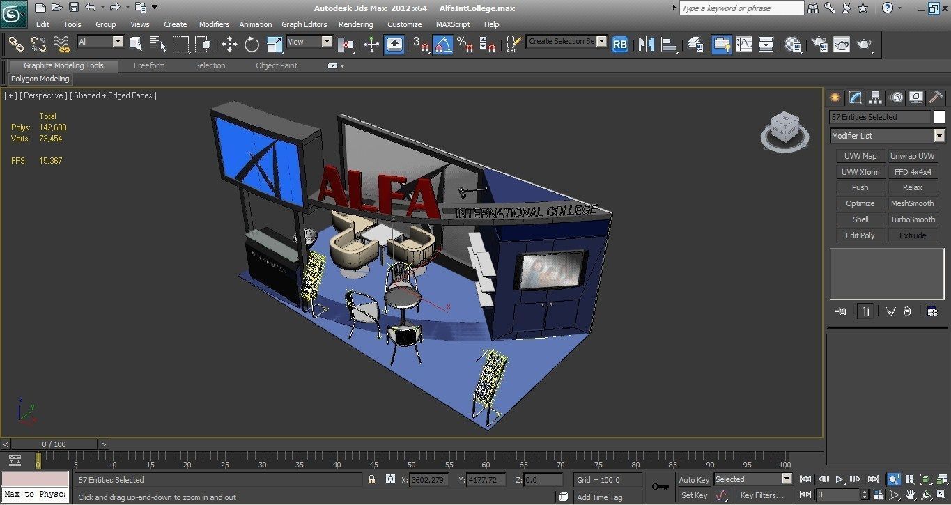Alfa International College 3 x 6 Booth  Low-poly 3D model_5