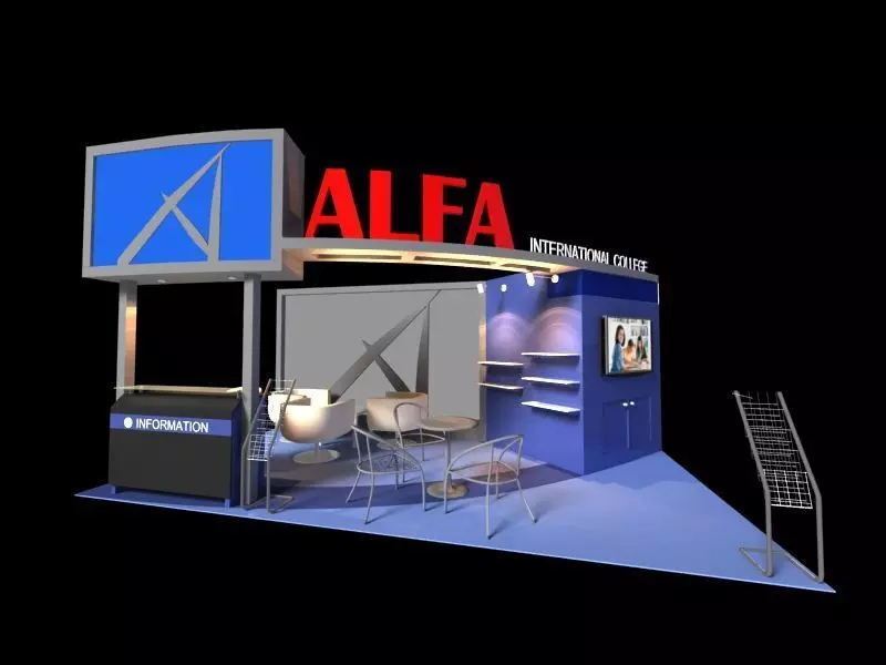 Alfa International College 3 x 6 Booth  Low-poly 3D model_0