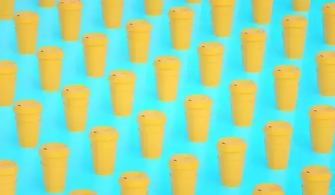 Coffee cups array Low-poly 3D model
