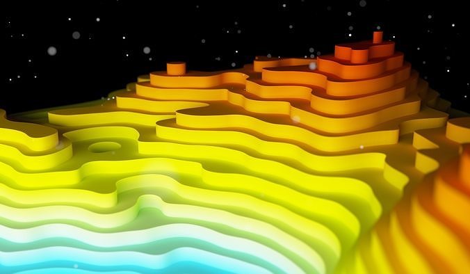 Paper landscape levels map 3D model