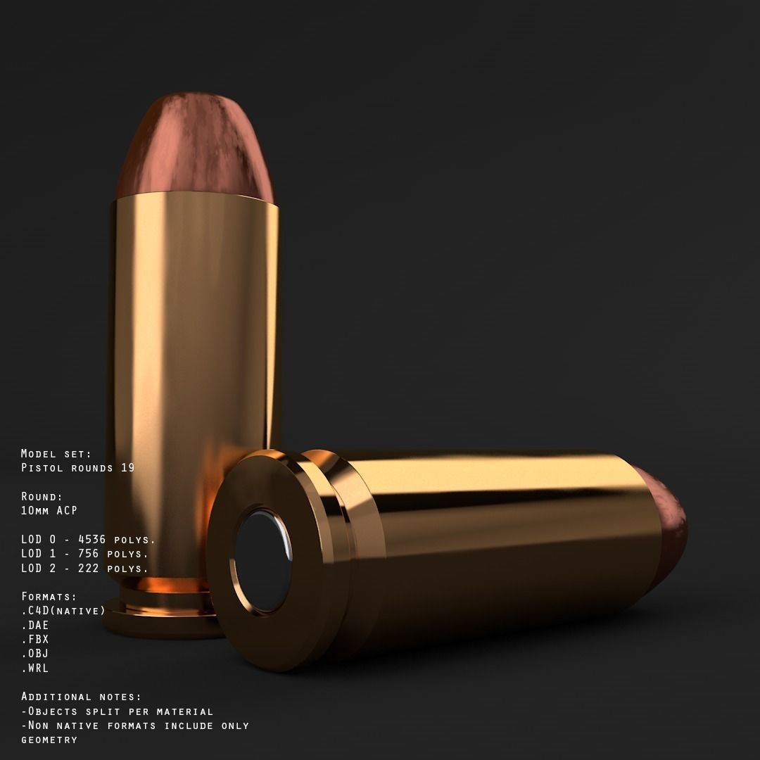 19 pistol-revolver rounds 3D model_3